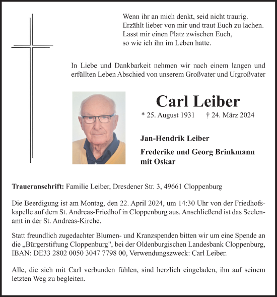 Anzeige von Carl Leiber von OM-Medien