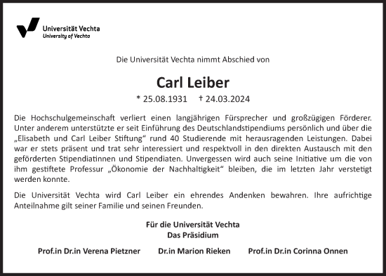 Anzeige von Carl Leiber von OM-Medien