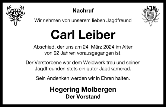 Anzeige von Carl Leiber von OM-Medien