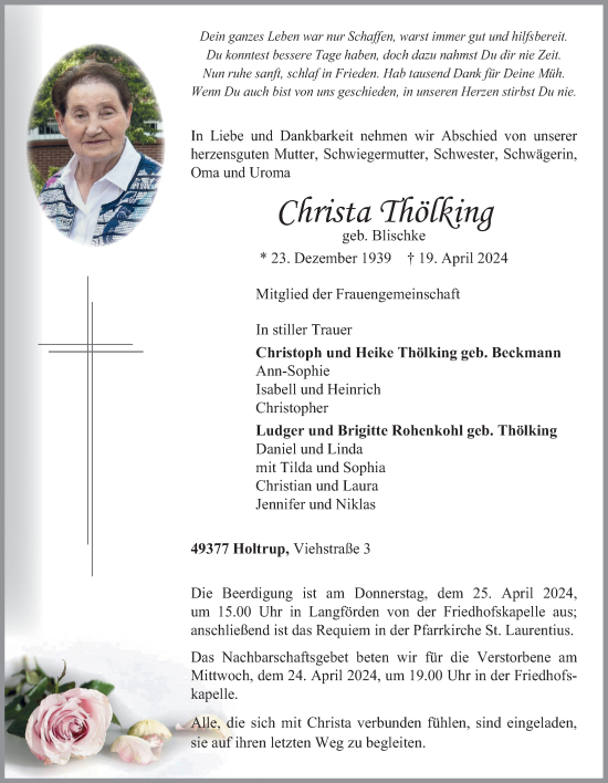 Anzeige von Christa Thölking von OM-Medien