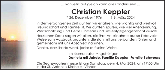 Anzeige von Christian Keppler von OM-Medien