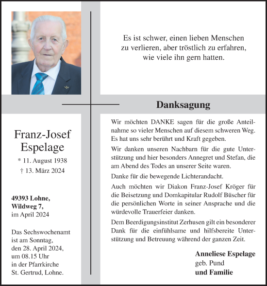 Anzeige von Franz-Josef Espelage von OM-Medien