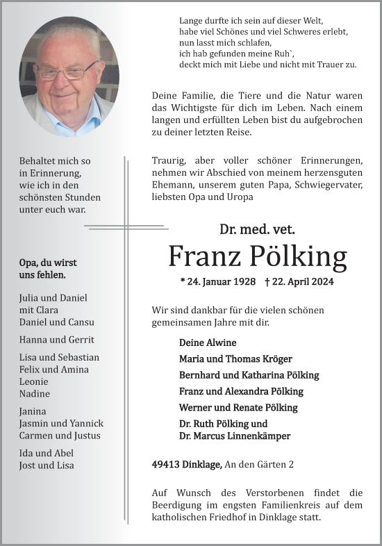 Anzeige von Franz Pölking von OM-Medien