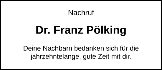 Anzeige von Franz Pölking von OM-Medien