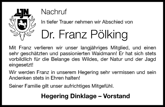 Anzeige von Franz Pölking von OM-Medien