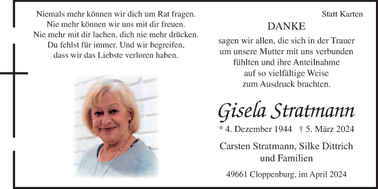 Anzeige von Gisela Stratmann von OM-Medien