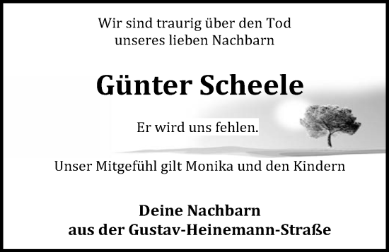 Anzeige von Günter Scheele von OM-Medien