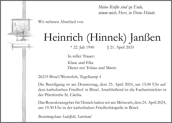 Anzeige von Heinrich Janßen von OM-Medien