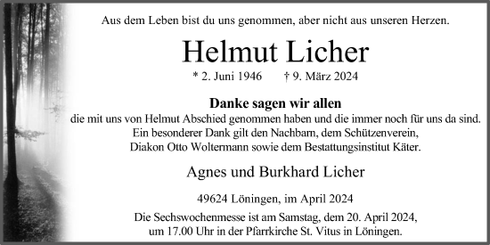 Anzeige von Helmut Licher von OM-Medien