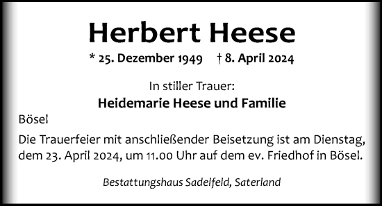 Anzeige von Herbert Heese von OM-Medien