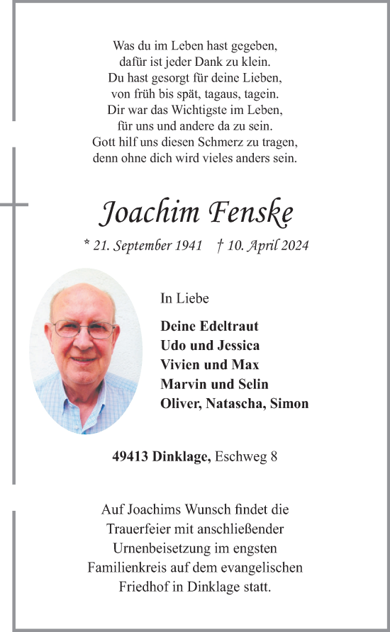 Anzeige von Joachim Fenske von OM-Medien