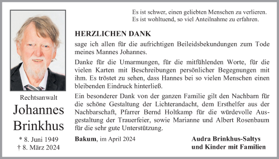 Anzeige von Johannes Brinkhus von OM-Medien