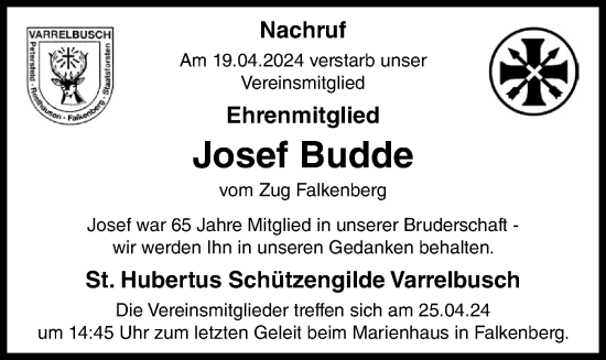 Anzeige von Josef Budde von OM-Medien
