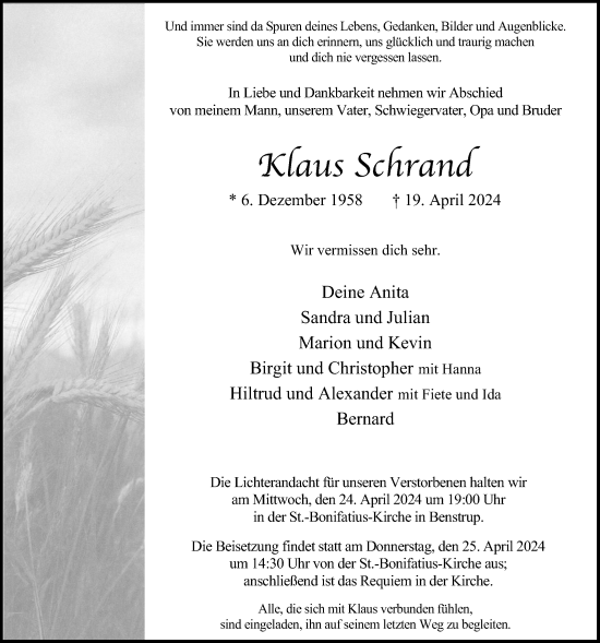 Anzeige von Klaus Schrand von OM-Medien