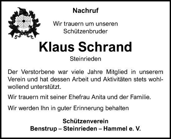 Anzeige von Klaus Schrand von OM-Medien