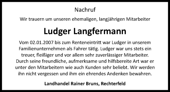 Anzeige von Ludger Langfermann von OM-Medien