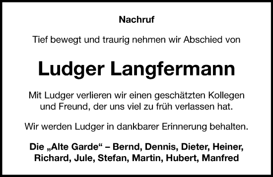 Anzeige von Ludger Langfermann von OM-Medien