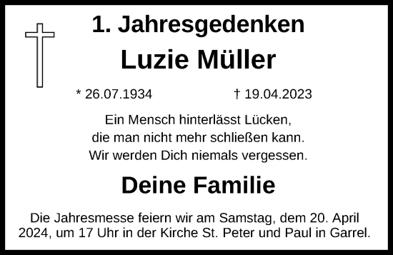 Anzeige von Luzie Müller von OM-Medien