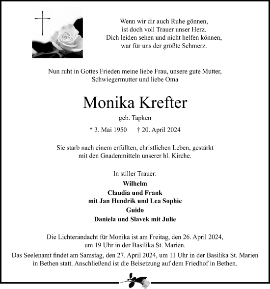 Anzeige von Monika Krefter von OM-Medien