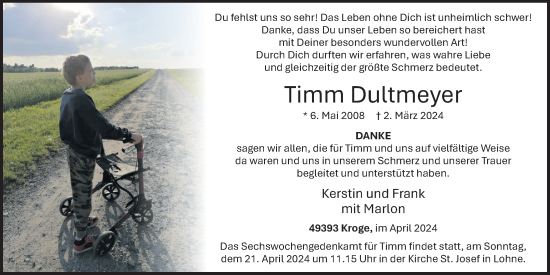 Anzeige von Timm Dultmeyer von OM-Medien