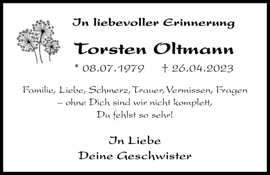 Anzeige von Torsten Oltmann von OM-Medien