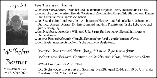 Anzeige von Wilhelm Benner von OM-Medien