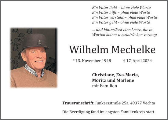 Anzeige von Wilhelm Mechelke von OM-Medien