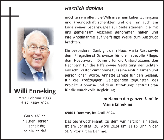 Anzeige von Willi Enneking von OM-Medien