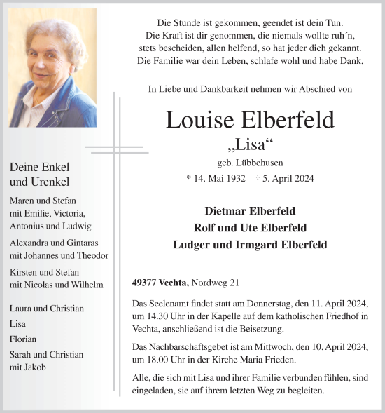 Anzeige von Louise Elberfeld von OM-MEDIEN