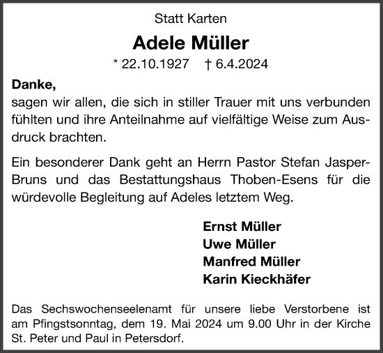 Anzeige von Adele Müller von OM-Medien