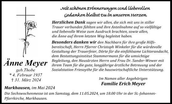 Anzeige von Änne Meyer von OM-Medien