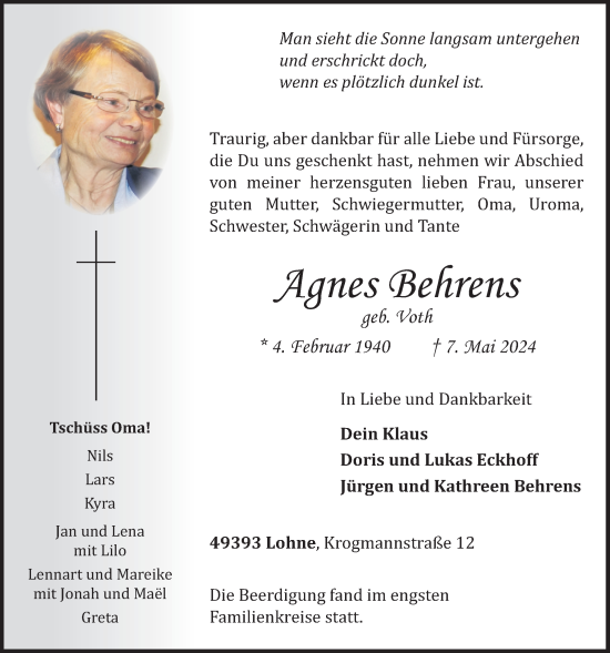 Anzeige von Agnes Behrens von OM-Medien