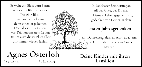 Anzeige von Agnes Osterloh von OM-Medien