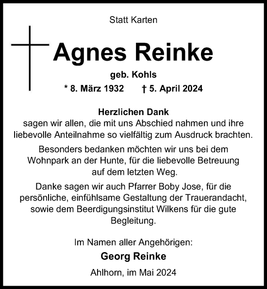 Anzeige von Agnes Reinke von OM-Medien
