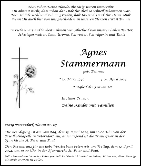 Anzeige von Agnes Stammermann von OM-Medien