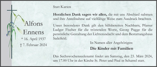 Anzeige von Alfons Ennens von OM-Medien