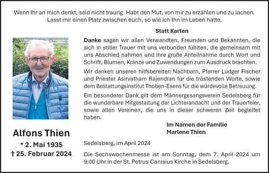 Anzeige von Alfons Thien von OM-Medien