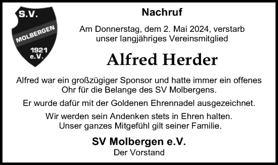 Anzeige von Alfred Herder von OM-Medien