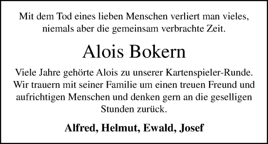 Anzeige von Alois Bokern von OM-Medien