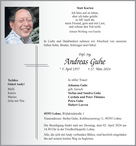 Anzeige von Andreas Guhe von OM-Medien