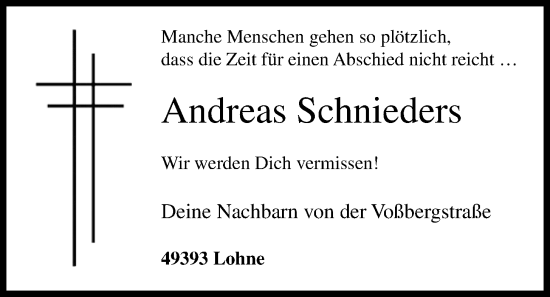 Anzeige von Andreas Schnieders von OM-Medien