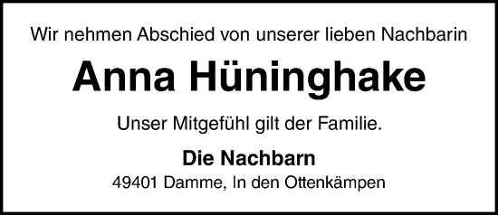 Anzeige von Anna Hüninghake von OM-Medien