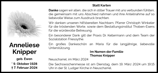 Anzeige von Anneliese Knipper von OM-Medien