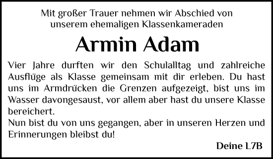 Anzeige von Armin Adam von OM-Medien