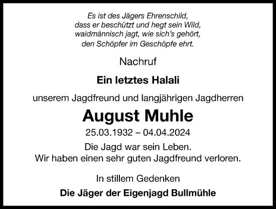 Anzeige von August Muhle von OM-Medien