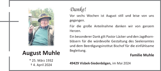 Anzeige von August Muhle von OM-Medien