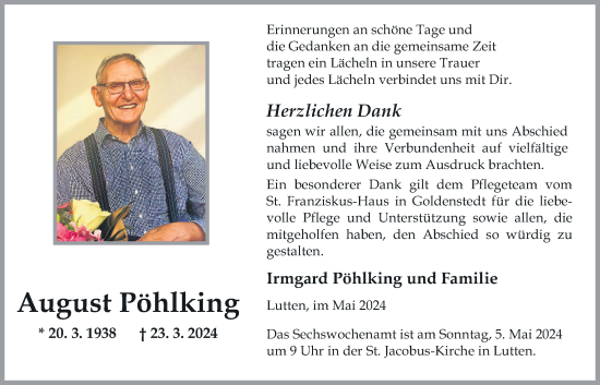 Anzeige von August Pöhlking von OM-Medien