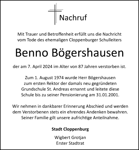 Anzeige von Benno Bögershausen von OM-Medien