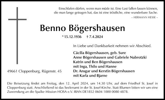 Anzeige von Benno Bögershausen von OM-Medien