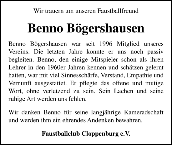 Anzeige von Benno Bögershausen von OM-Medien